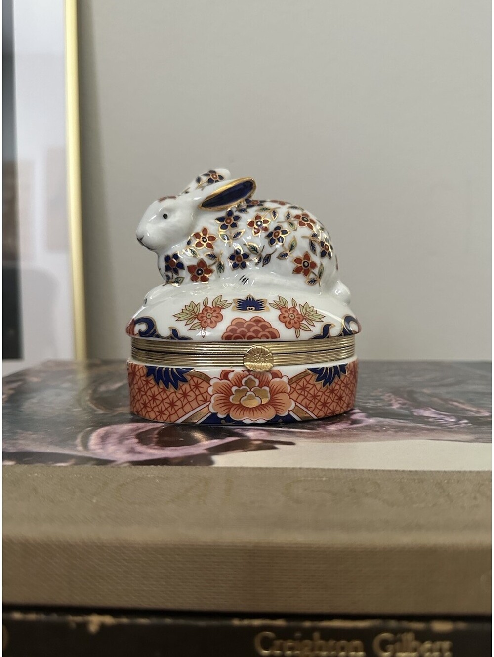 Vintage Andrea by Sadek Imari Floral Rabbit Bunny Figure Trinket Box
